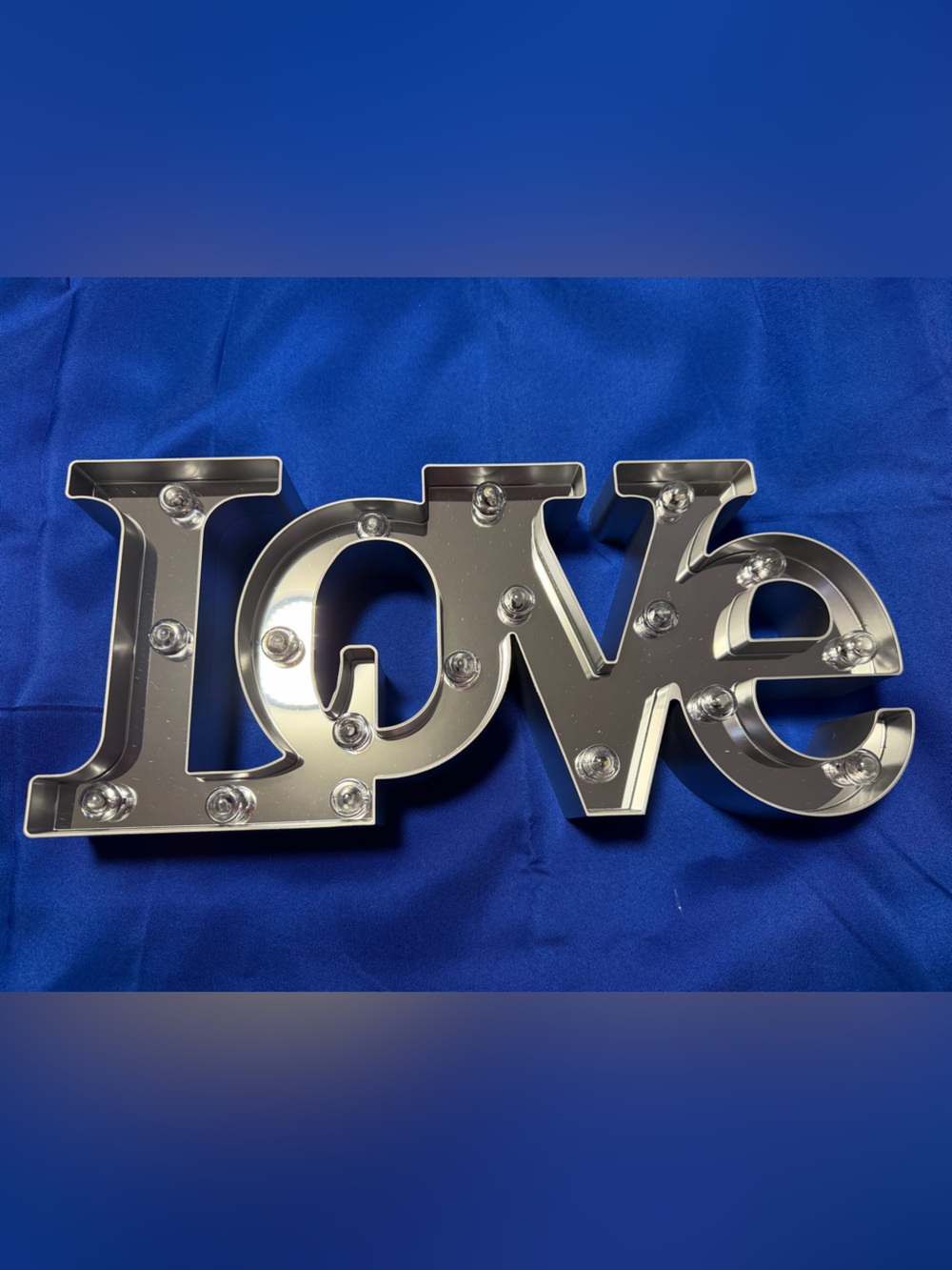 Large Silver LOVE Light-Up Marquee Sign